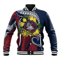 Samoa Moso'oi Flowers Tatau Baseball Jacket Festive National Color LT7 Unisex Blue Red - Polynesian Pride