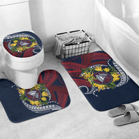 Samoa Moso'oi Flowers Tatau Bathroom Set Festive National Color LT7 Mat Set Only (3 pcs) One Size Blue Red - Polynesian Pride