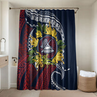 Samoa Moso'oi Flowers Tatau Bathroom Set Festive National Color LT7 Shower Curtain Only Blue Red - Polynesian Pride