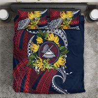 Samoa Moso'oi Flowers Tatau Bedding Set Festive National Color LT7 Blue Red - Polynesian Pride