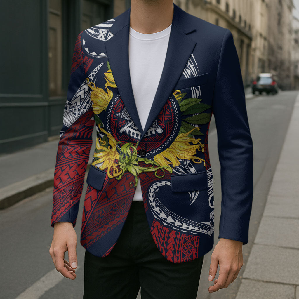 Samoa Moso'oi Flowers Tatau Blazer Festive National Color LT7 - Polynesian Pride