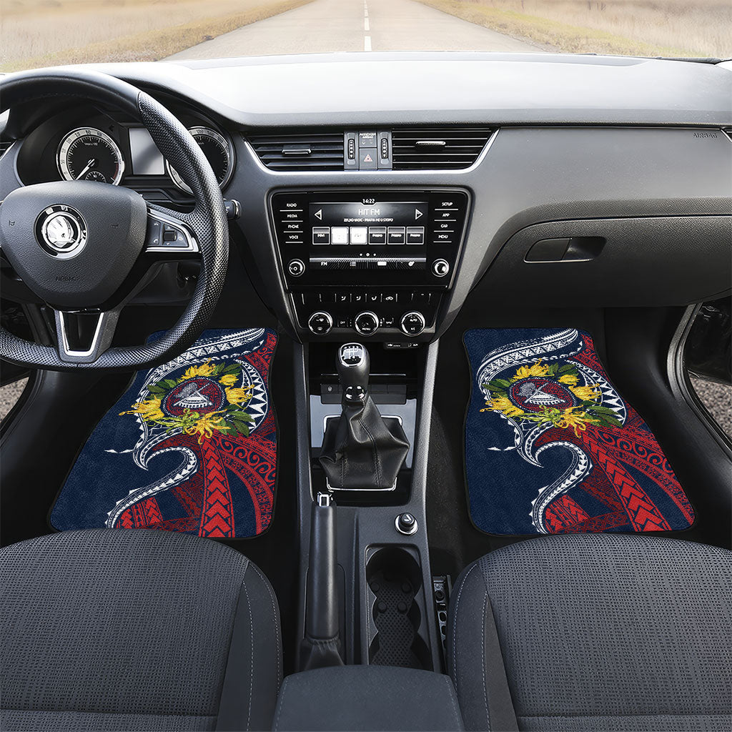Samoa Moso'oi Flowers Tatau Car Mats Festive National Color LT7 Set 2pcs - Front Blue Red - Polynesian Pride