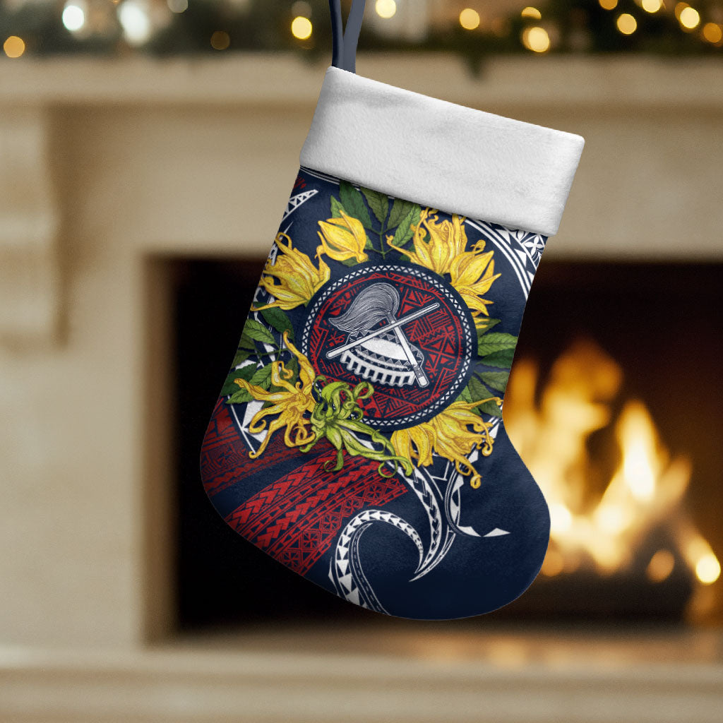 Samoa Moso'oi Flowers Tatau Christmas Stocking Festive National Color LT7 Set of 2 Blue Red - Polynesian Pride
