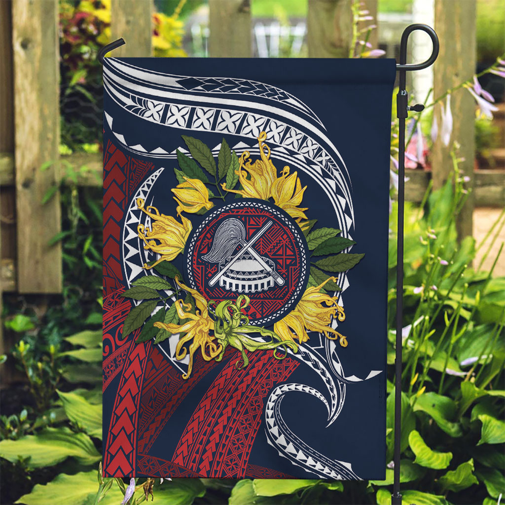 Samoa Moso'oi Flowers Tatau Garden Flag Festive National Color LT7 Garden Flag Blue Red - Polynesian Pride
