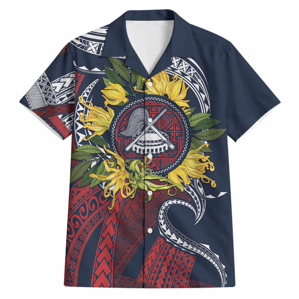 Samoa Moso'oi Flowers Tatau Hawaiian Shirt Festive National Color LT7 Blue Red - Polynesian Pride