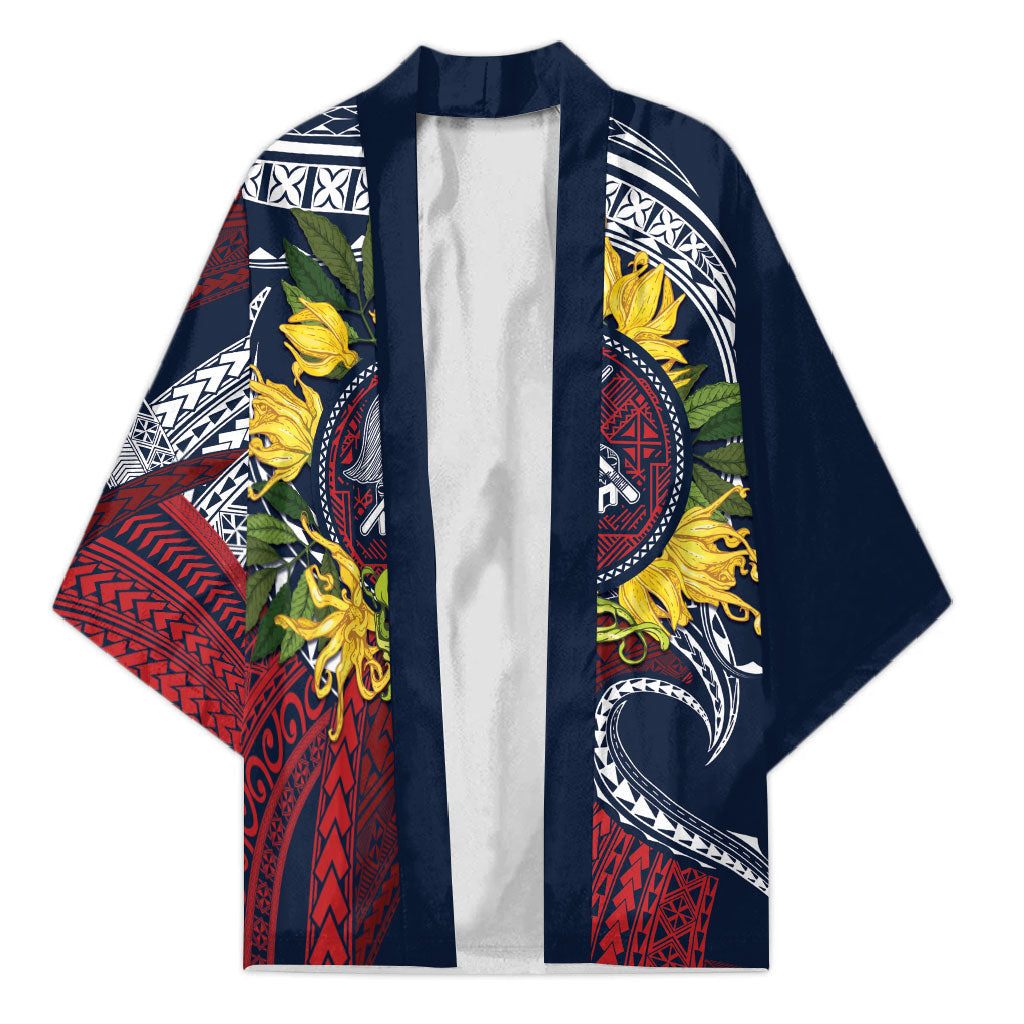 Samoa Moso'oi Flowers Tatau Kimono Festive National Color LT7 Unisex Blue Red - Polynesian Pride