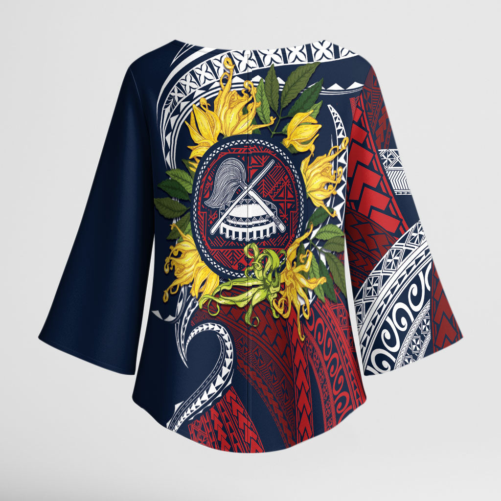 Samoa Moso'oi Flowers Tatau Kimono Sleeve Blouse Festive National Color LT7 - Polynesian Pride