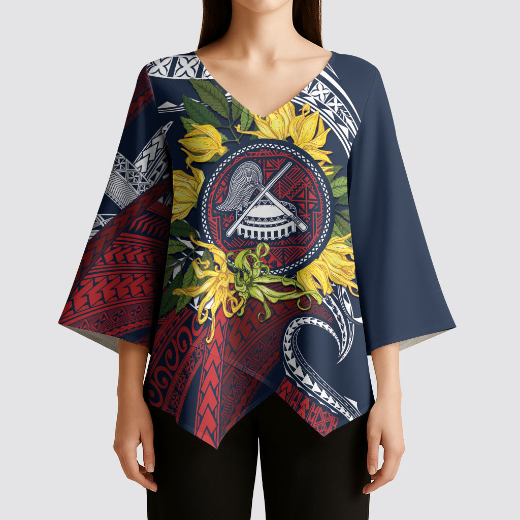 Samoa Moso'oi Flowers Tatau Kimono Sleeve Blouse Festive National Color LT7 - Polynesian Pride