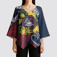 Samoa Moso'oi Flowers Tatau Kimono Sleeve Blouse Festive National Color LT7 - Polynesian Pride