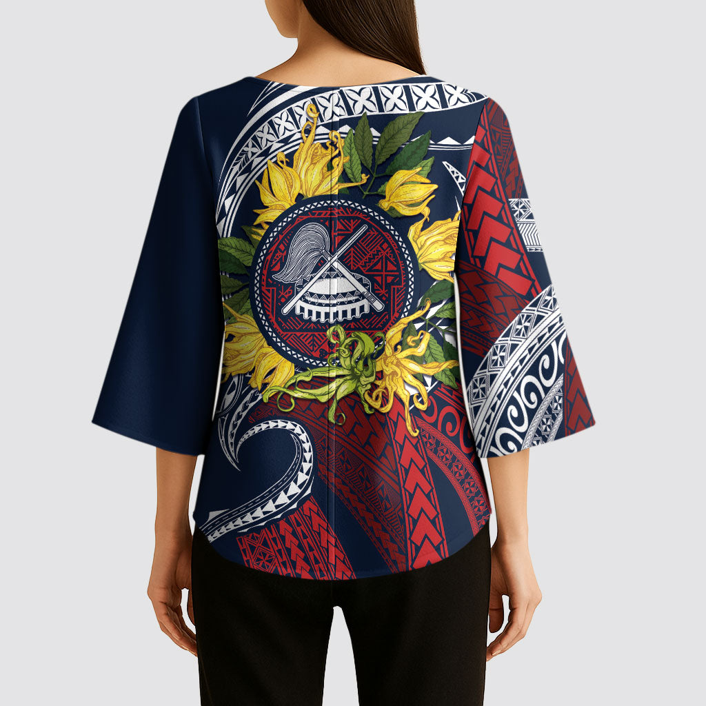 Samoa Moso'oi Flowers Tatau Kimono Sleeve Blouse Festive National Color LT7 - Polynesian Pride