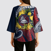 Samoa Moso'oi Flowers Tatau Kimono Sleeve Blouse Festive National Color LT7 - Polynesian Pride
