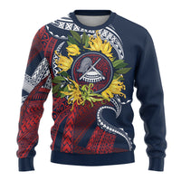 Samoa Moso'oi Flowers Tatau Ugly Christmas Sweater Festive National Color LT7 - Polynesian Pride