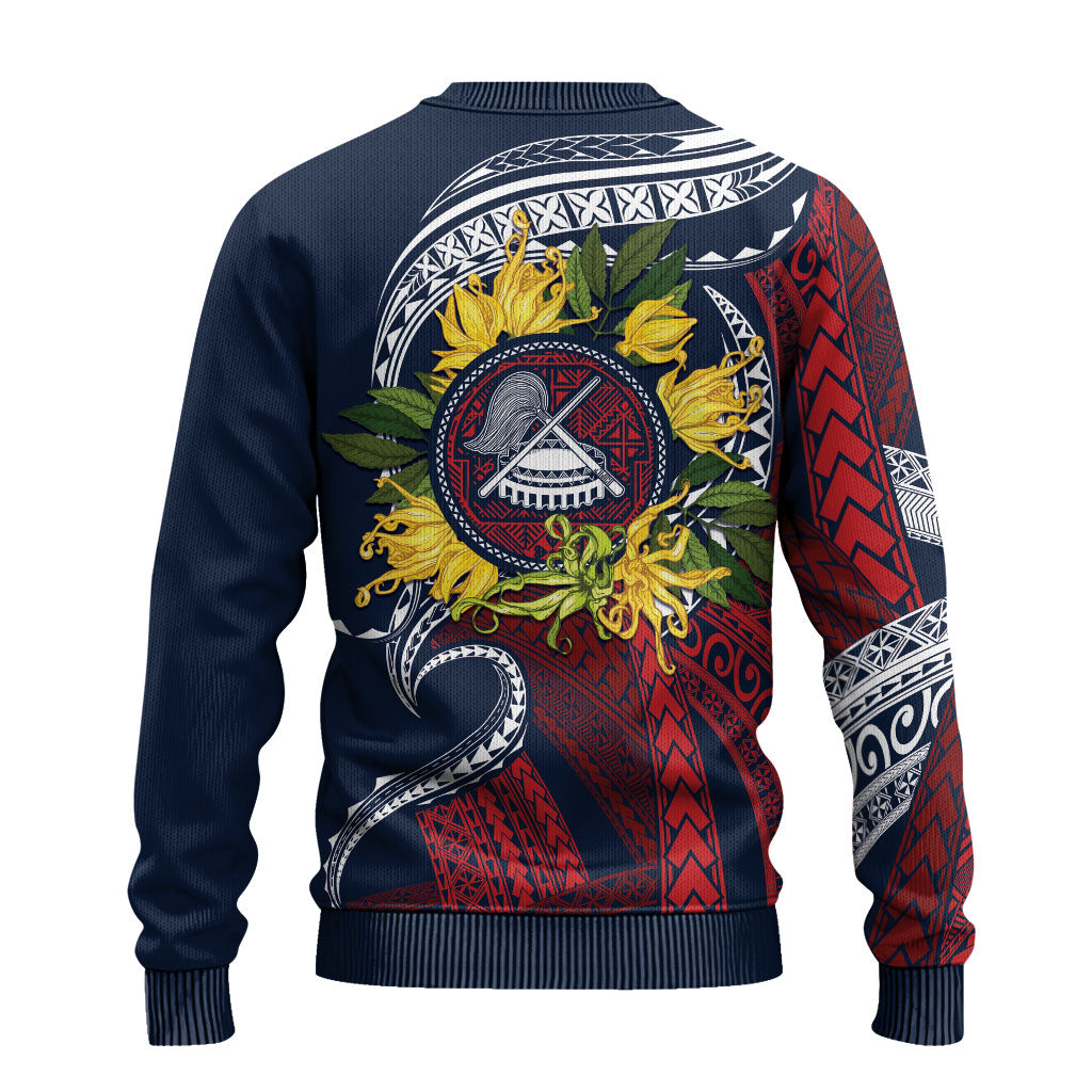 Samoa Moso'oi Flowers Tatau Ugly Christmas Sweater Festive National Color LT7 - Polynesian Pride