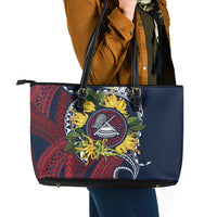 Samoa Moso'oi Flowers Tatau Leather Tote Bag Festive National Color LT7 - Polynesian Pride