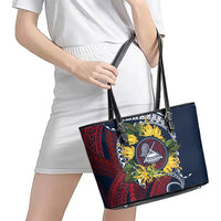 Samoa Moso'oi Flowers Tatau Leather Tote Bag Festive National Color LT7 - Polynesian Pride