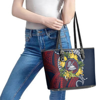 Samoa Moso'oi Flowers Tatau Leather Tote Bag Festive National Color LT7 - Polynesian Pride