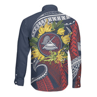 Samoa Moso'oi Flowers Tatau Long Sleeve Button Shirt Festive National Color LT7 - Polynesian Pride