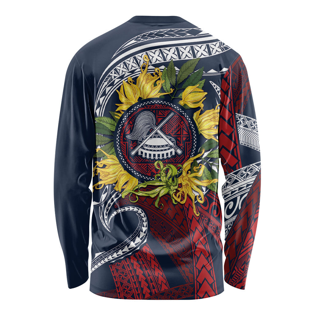 Samoa Moso'oi Flowers Tatau Long Sleeve Shirt Festive National Color LT7 - Polynesian Pride