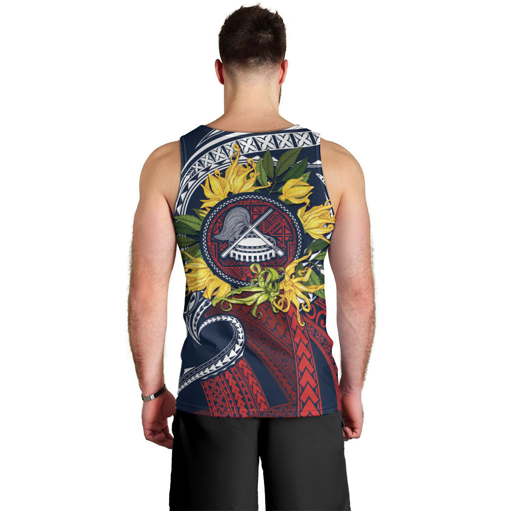 Samoa Moso'oi Flowers Tatau Men Tank Top Festive National Color LT7 - Polynesian Pride