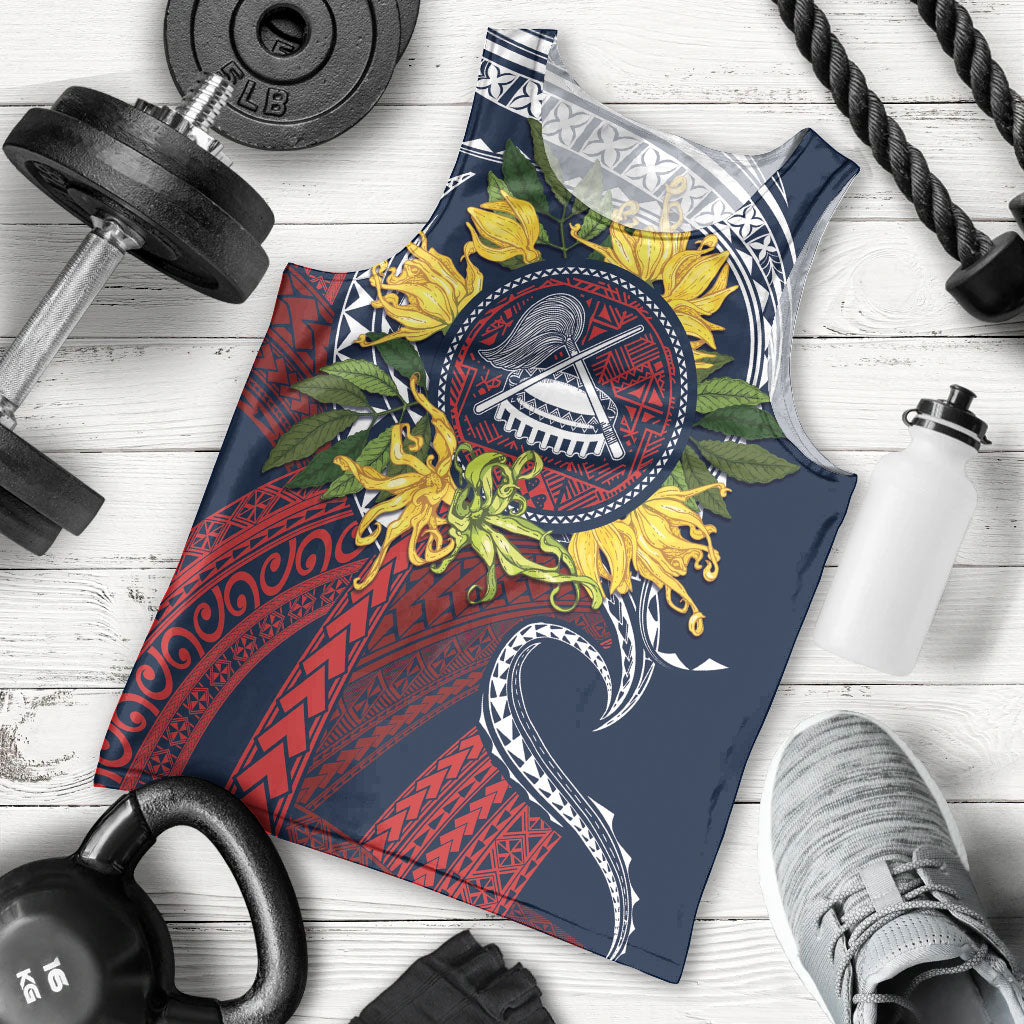 Samoa Moso'oi Flowers Tatau Men Tank Top Festive National Color LT7 - Polynesian Pride
