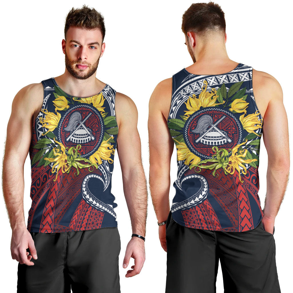 Samoa Moso'oi Flowers Tatau Men Tank Top Festive National Color LT7 - Polynesian Pride