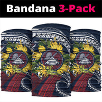 Samoa Moso'oi Flowers Tatau Neck Gaiter Festive National Color LT7 package One Size: 25*50cm Blue Red - Polynesian Pride