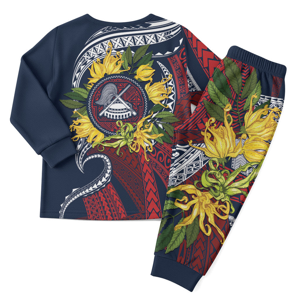 Samoa Moso'oi Flowers Tatau Christmas Pajama Set Festive National Color LT7 - Polynesian Pride