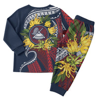 Samoa Moso'oi Flowers Tatau Christmas Pajama Set Festive National Color LT7 - Polynesian Pride