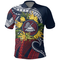 Samoa Moso'oi Flowers Tatau Polo Shirt Festive National Color LT7 Blue Red - Polynesian Pride
