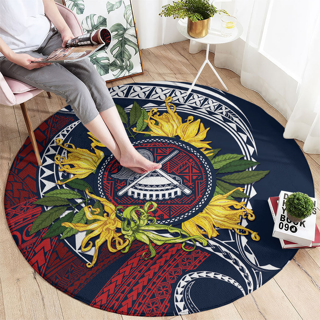 Samoa Moso'oi Flowers Tatau Round Carpet Festive National Color LT7 - Polynesian Pride
