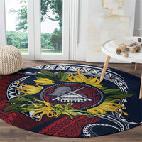 Samoa Moso'oi Flowers Tatau Round Carpet Festive National Color LT7 - Polynesian Pride