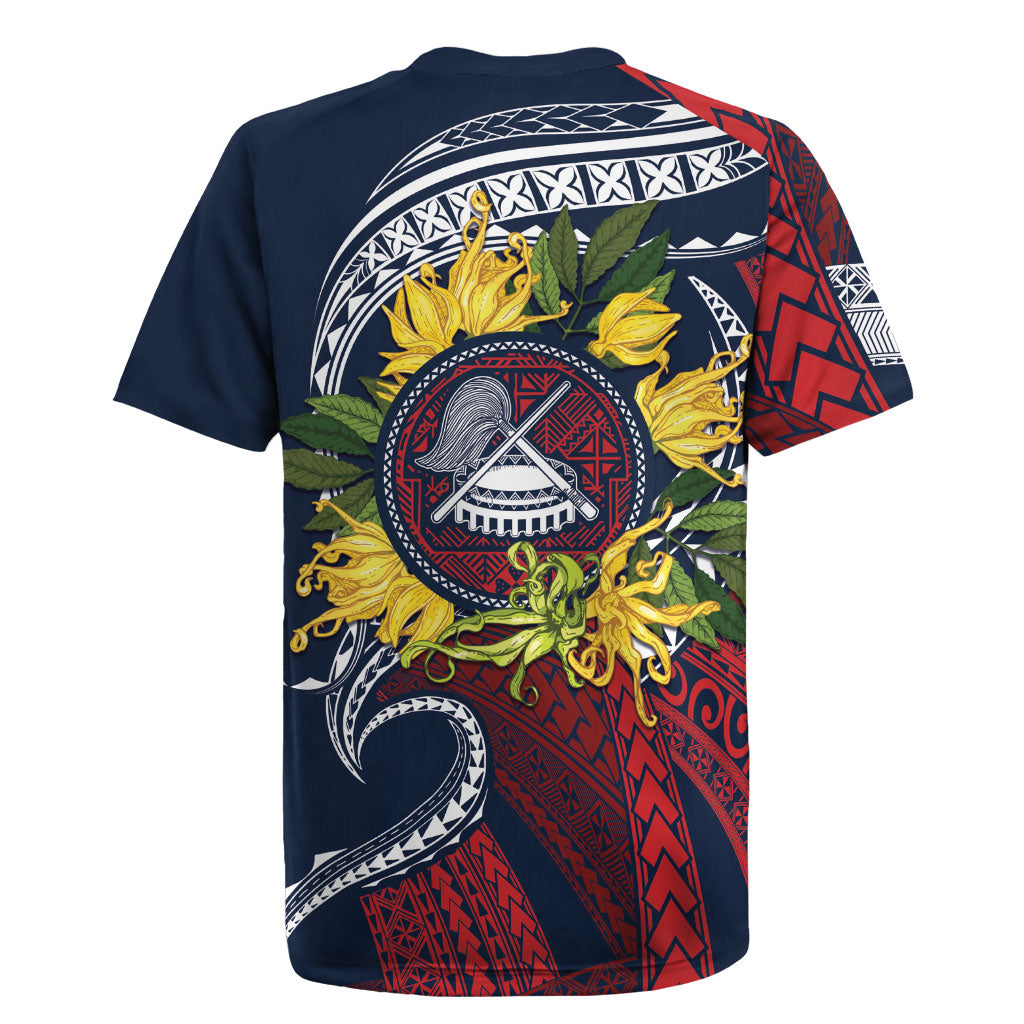 Samoa Moso'oi Flowers Tatau Rugby Jersey Festive National Color LT7 - Polynesian Pride