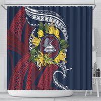 Samoa Moso'oi Flowers Tatau Shower Curtain Festive National Color LT7 - Polynesian Pride