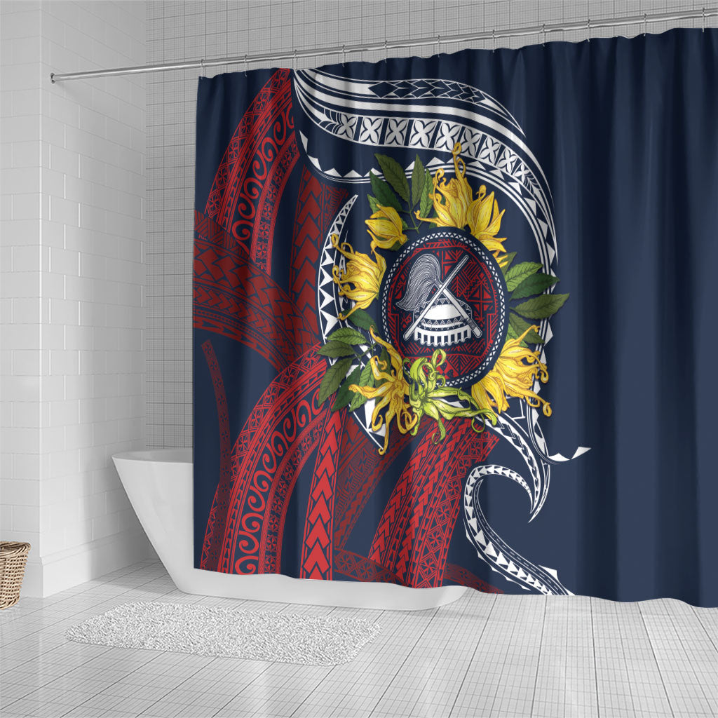 Samoa Moso'oi Flowers Tatau Shower Curtain Festive National Color LT7 - Polynesian Pride