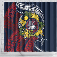 Samoa Moso'oi Flowers Tatau Shower Curtain Festive National Color LT7 - Polynesian Pride
