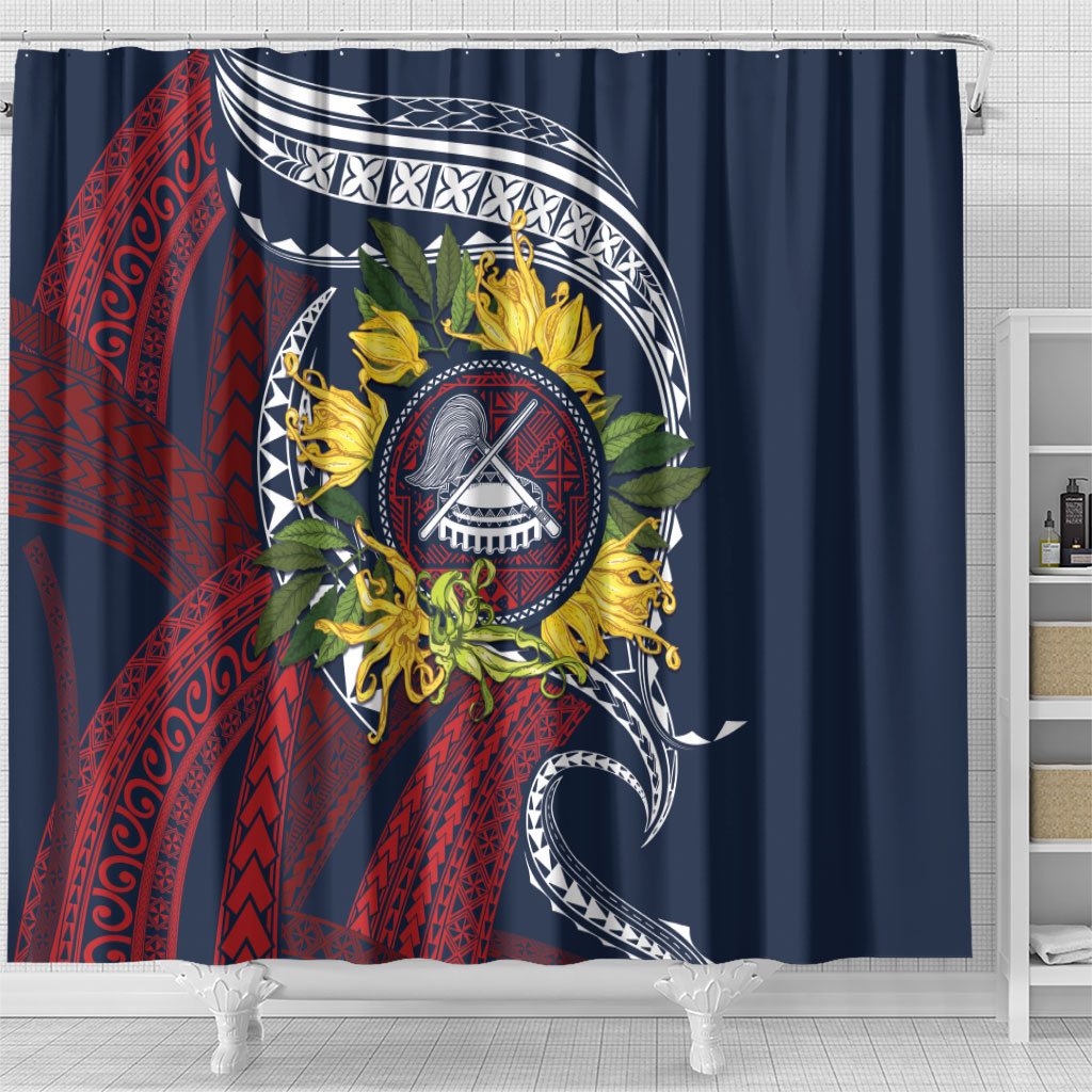Samoa Moso'oi Flowers Tatau Shower Curtain Festive National Color LT7 - Polynesian Pride
