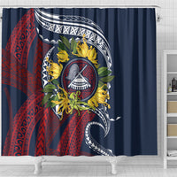 Samoa Moso'oi Flowers Tatau Shower Curtain Festive National Color LT7 - Polynesian Pride