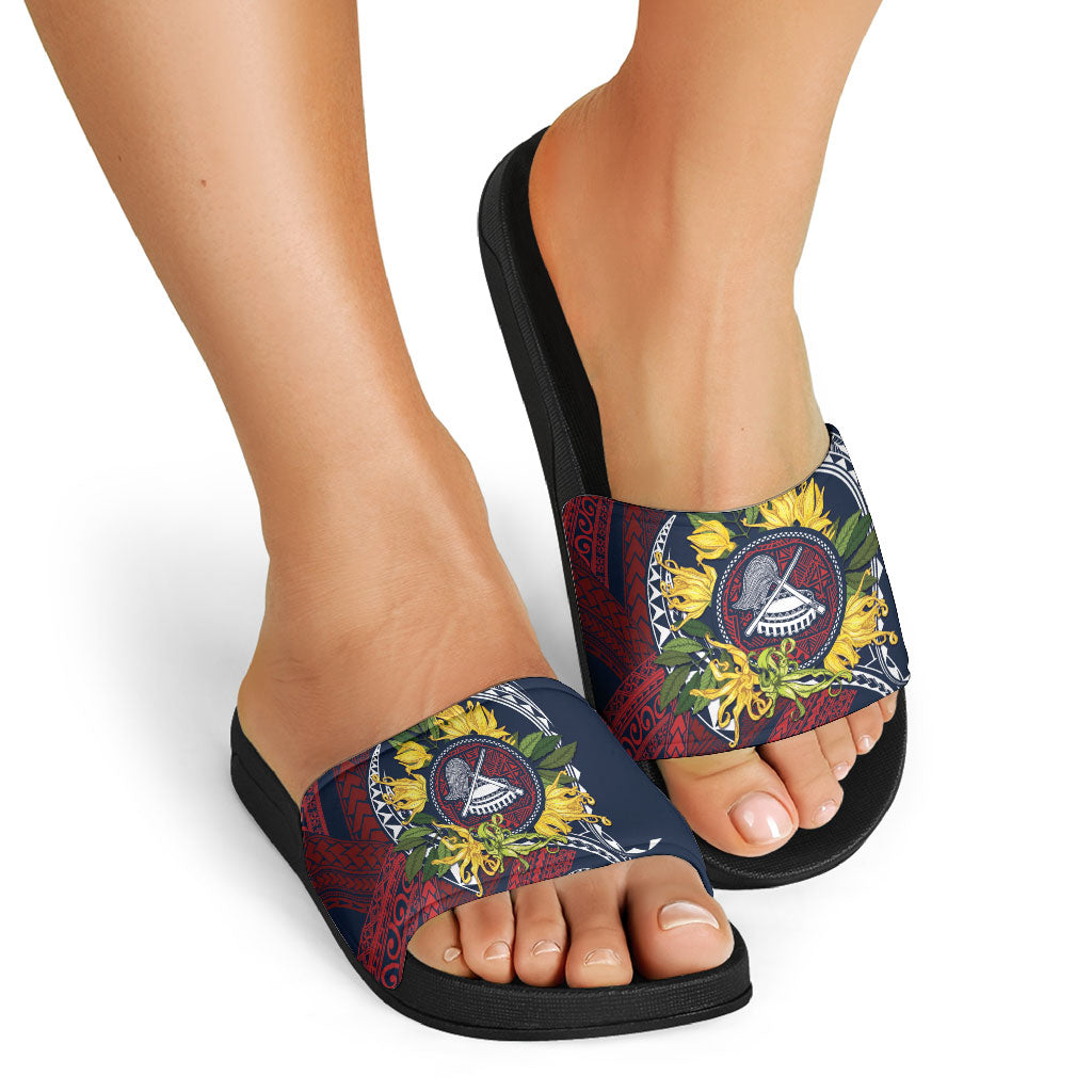 Samoa Moso'oi Flowers Tatau Slide Sandals Festive National Color LT7 - Polynesian Pride