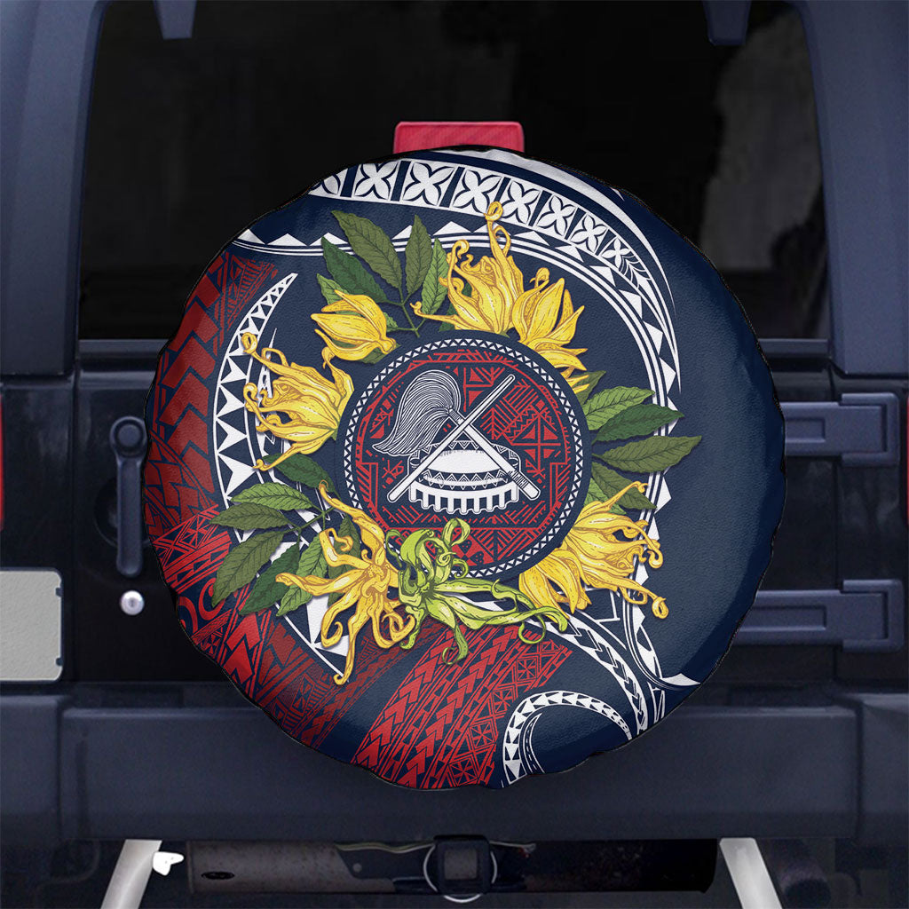 Samoa Moso'oi Flowers Tatau Spare Tire Cover Festive National Color LT7 No hole Blue Red - Polynesian Pride
