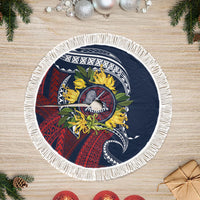 Samoa Moso'oi Flowers Tatau Tree Skirt Festive National Color LT7 Fringed Blue Red - Polynesian Pride