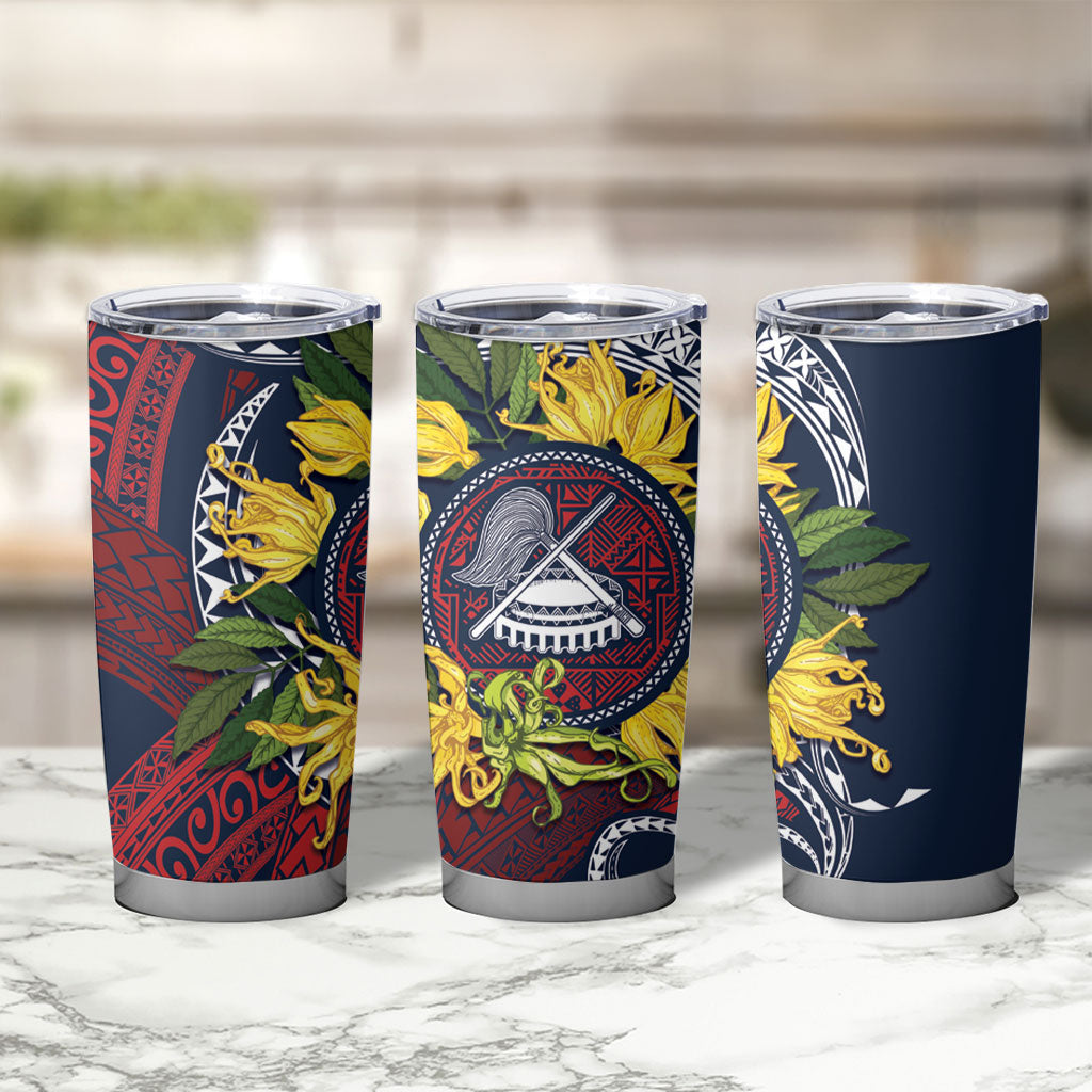 Samoa Moso'oi Flowers Tatau Tumbler Cup Festive National Color LT7 - Polynesian Pride