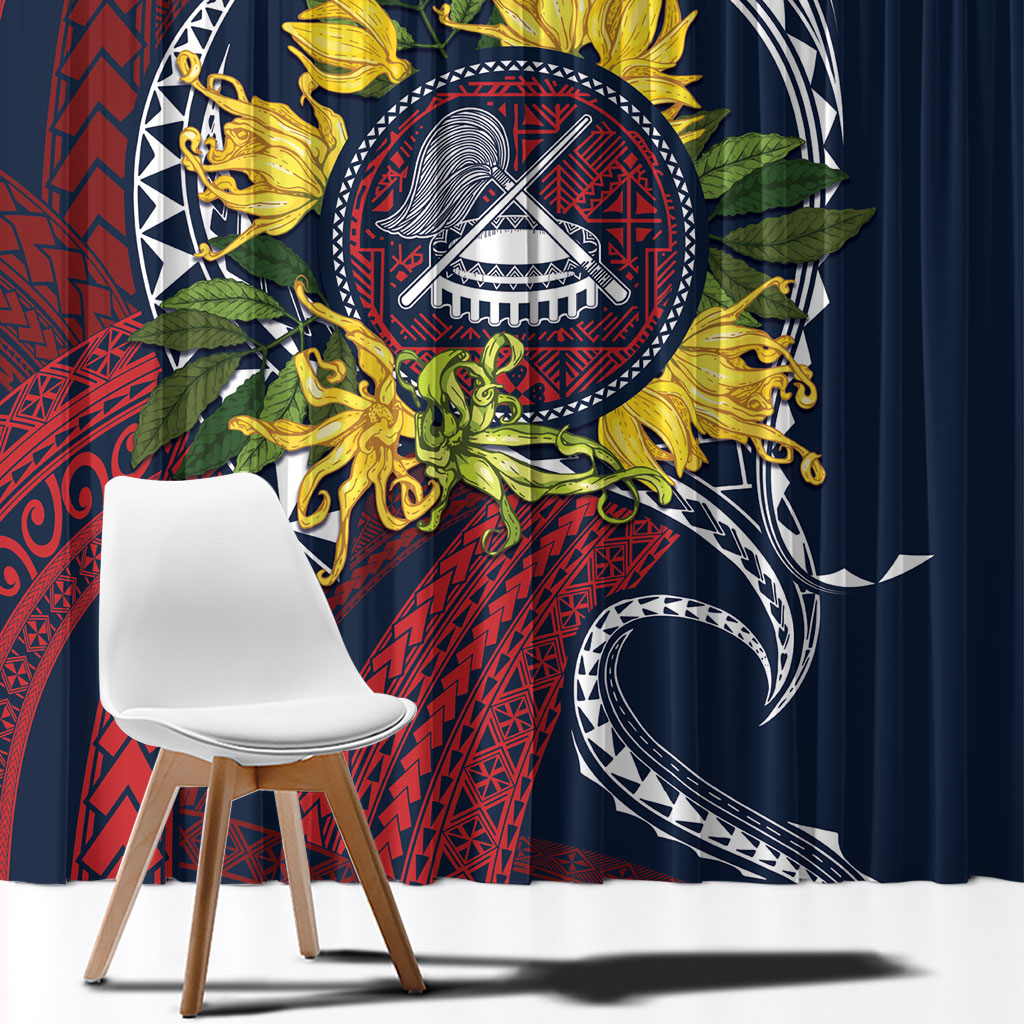 Samoa Moso'oi Flowers Tatau Window Curtain Festive National Color LT7 - Polynesian Pride