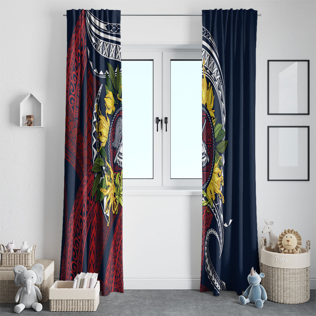 Samoa Moso'oi Flowers Tatau Window Curtain Festive National Color LT7 - Polynesian Pride