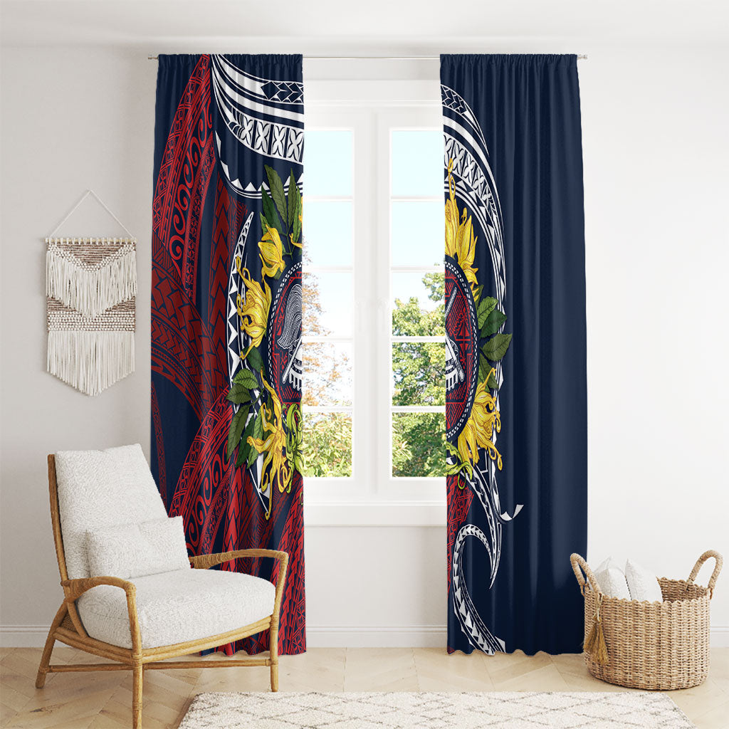 Samoa Moso'oi Flowers Tatau Window Curtain Festive National Color LT7 - Polynesian Pride