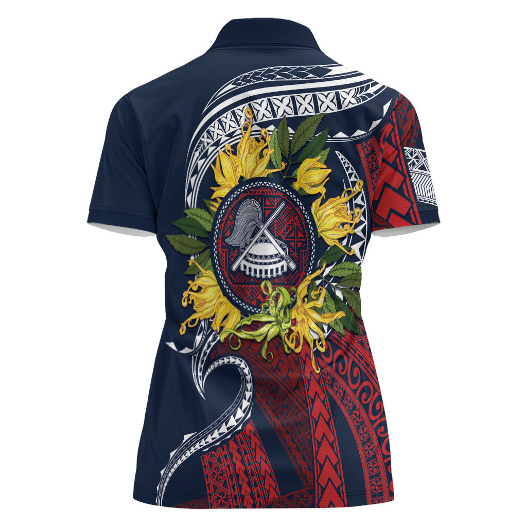Samoa Moso'oi Flowers Tatau Women Polo Shirt Festive National Color LT7 - Polynesian Pride