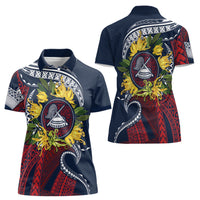 Samoa Moso'oi Flowers Tatau Women Polo Shirt Festive National Color LT7 - Polynesian Pride