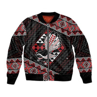 Taniko Aotearoa Bomber Jacket Poutama Mix Piwakawaka LT7 Unisex Red - Polynesian Pride