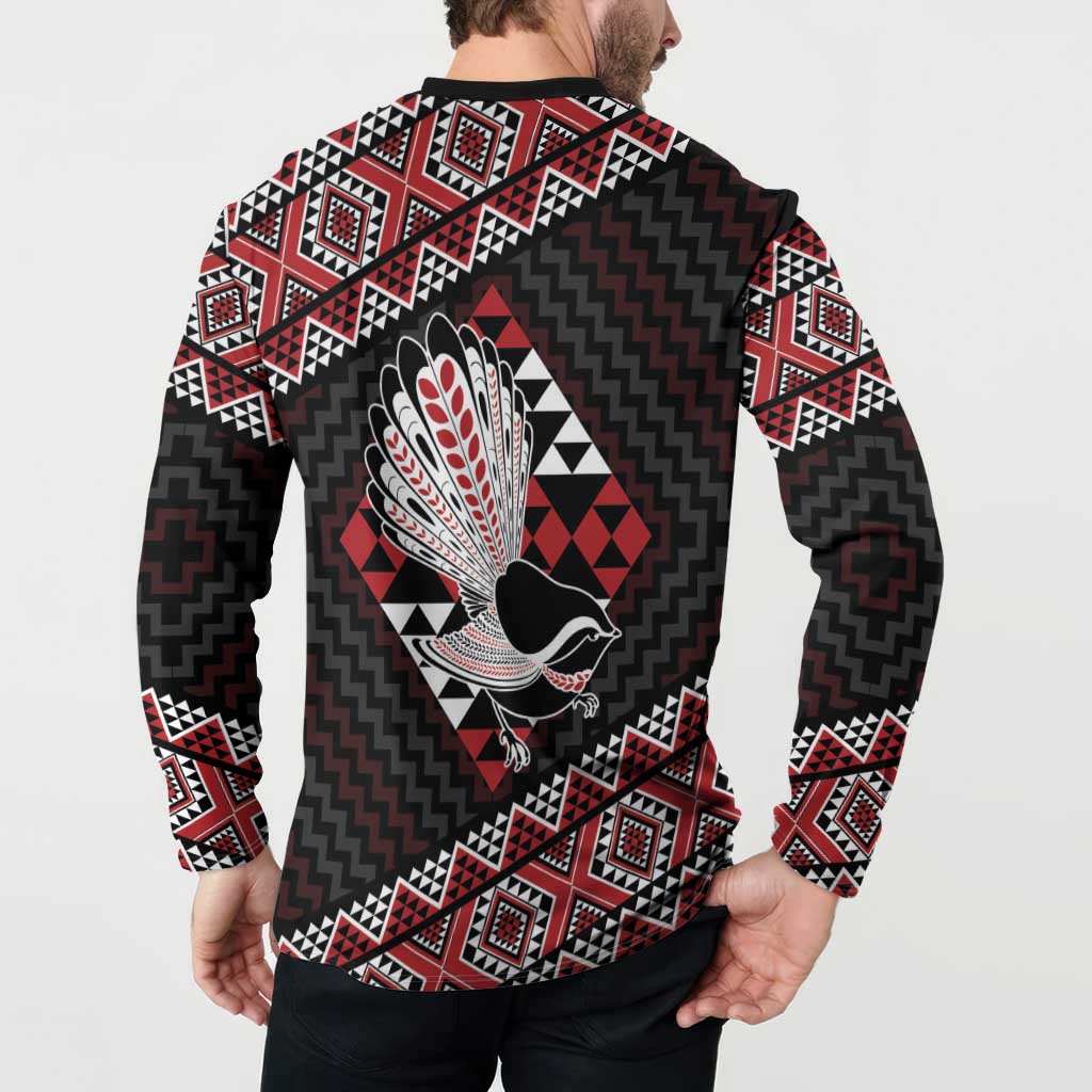 Taniko Aotearoa Button Sweatshirt Poutama Mix Piwakawaka LT7 - Polynesian Pride