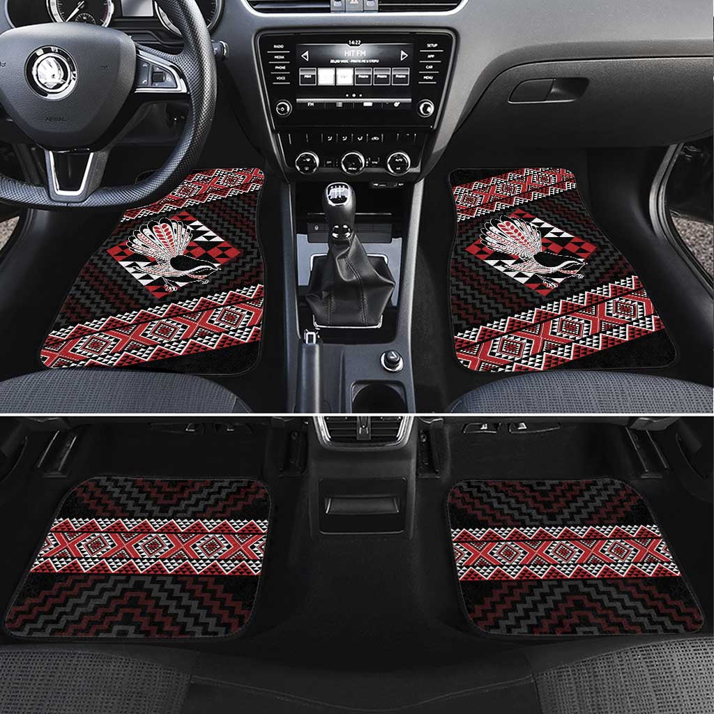 Taniko Aotearoa Car Mats Poutama Mix Piwakawaka LT7 Set 4pcs Red - Polynesian Pride