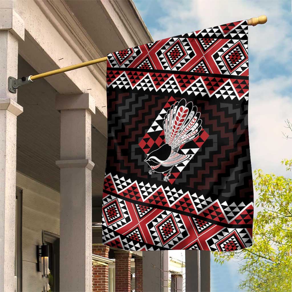 Taniko Aotearoa Garden Flag Poutama Mix Piwakawaka LT7 House Flag Red - Polynesian Pride